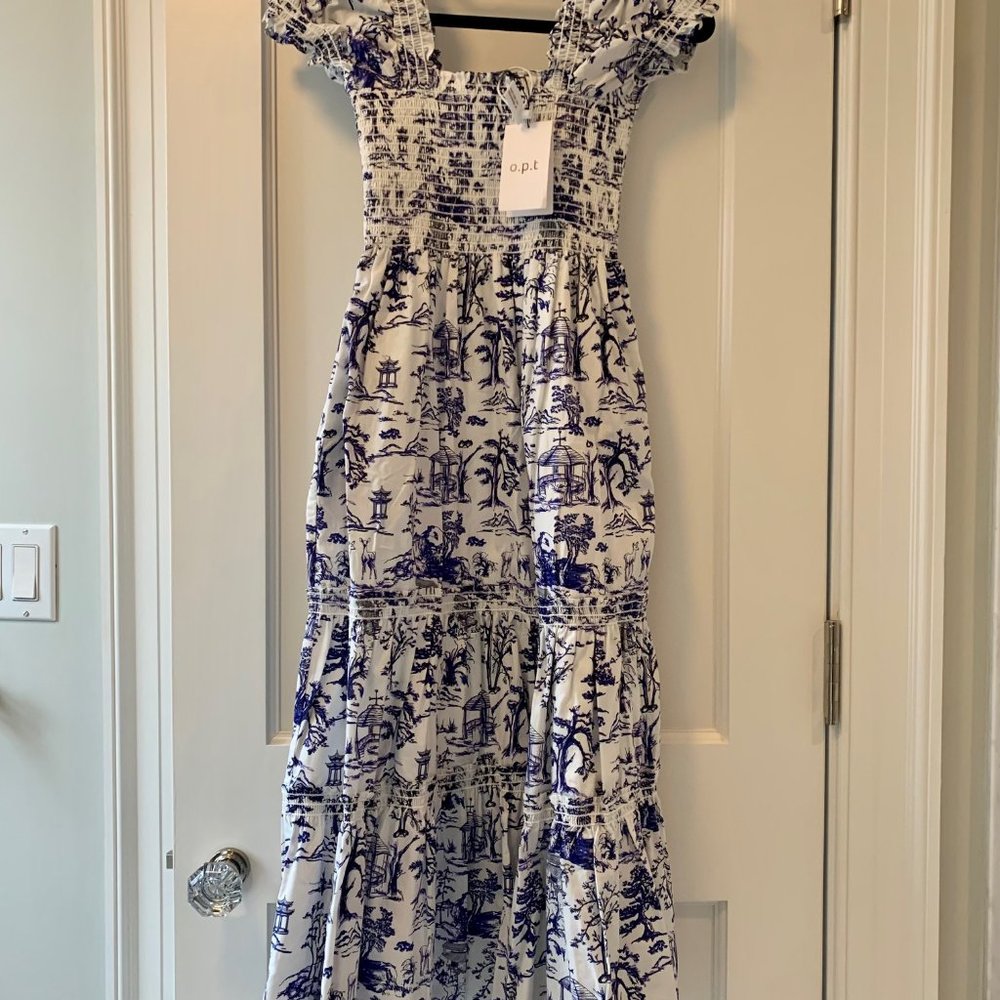 NWT OPT Square Neck Smocked Maxi Dress, Size XS